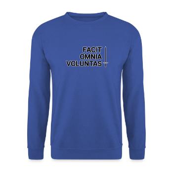 Facit Omnia Voluntas - Der Wille entscheidet - Unisex Pullover - Royalblau - Vorne - Alina (178cm) & Michal (187cm)