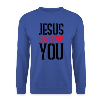 Jesus liebt dich herz - Unisex Pullover - Royalblau - Vorne - Alina (178cm) & Michal (187cm)