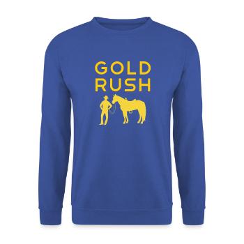 Goldrausch Cowboy Gold Rush Wilder Westen - Unisex Pullover - Royalblau - Vorne - Alina (178cm) & Michal (187cm)