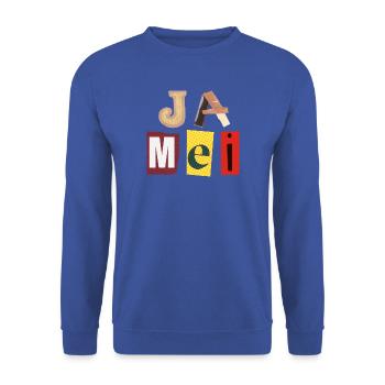 Ja mei - Unisex Pullover - Royalblau - Vorne - Alina (178cm) & Michal (187cm)