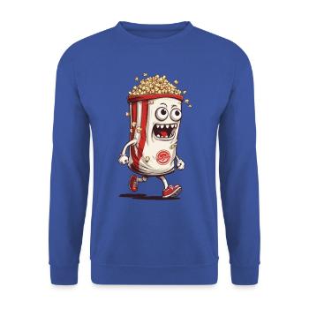 Funny Popcorn Monster Halloween Design - Unisex Sweatshirt - royal blue - Front - Alina (178cm) & Michal (187cm)