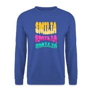 Emilia  - Unisex Pullover - Royalblau - Vorne - Alina (178cm) & Michal (187cm)