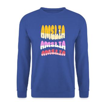 Amelia Name - Unisex Pullover - Royalblau - Vorne - Alina (178cm) & Michal (187cm)