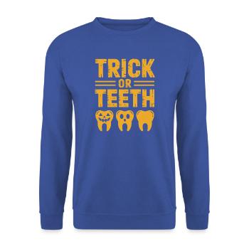 Trick or Teeth Halloween-T-Shirts - Unisex Pullover - Royalblau - Vorne - Alina (178cm) & Michal (187cm)