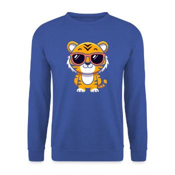 Tiger-Cartoon-Sonnenbrillen - Unisex Pullover - Royalblau - Vorne - Alina (178cm) & Michal (187cm)