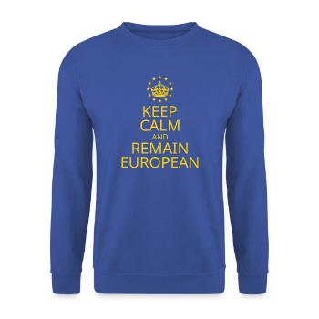 Modern Yellow Blue Keep Calm Crown Europe Vector - Unisex Sweatshirt - royal blue - Front - Alina (178cm) & Michal (187cm)