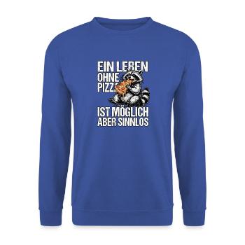 Lustiger Pizza Waschbär - Unisex Pullover - Royalblau - Vorne - Alina (178cm) & Michal (187cm)
