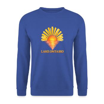 Lake Ontario Sonnenuntergang – Leben im See der Großen Seen - Unisex Pullover - Royalblau - Vorne - Alina (178cm) & Michal (187cm)