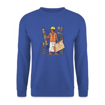 Pyramidenbauer als moderner Polier Bauleiter - Unisex Pullover - Royalblau - Vorne - Alina (178cm) & Michal (187cm)