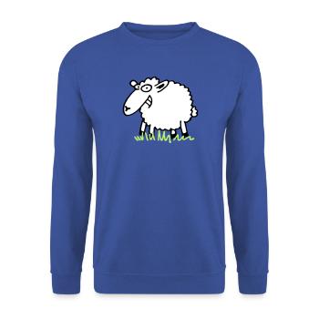 Grinsendes Schaf - Unisex Pullover - Royalblau - Vorne - Alina (178cm) & Michal (187cm)