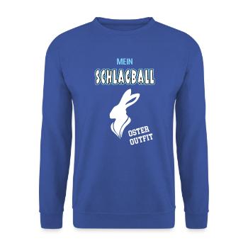 Schlagball Oster Outfit Schlagballspieler Ostern - Unisex Pullover - Royalblau - Vorne - Alina (178cm) & Michal (187cm)