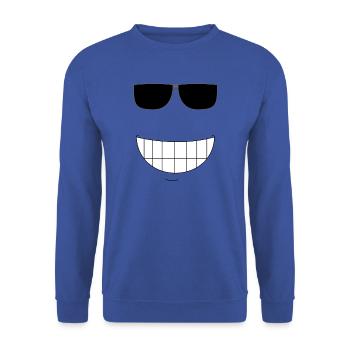 großes fröhliches Lachen - Unisex Pullover - Royalblau - Vorne - Alina (178cm) & Michal (187cm)