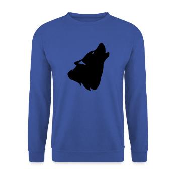Silhouette Wolf heulender Schatten - Unisex Pullover - Royalblau - Vorne - Alina (178cm) & Michal (187cm)