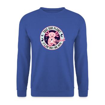 Axolotl Schwanzluch Amphibien Molche Aquarium Tier - Unisex Pullover - Royalblau - Vorne - Alina (178cm) & Michal (187cm)
