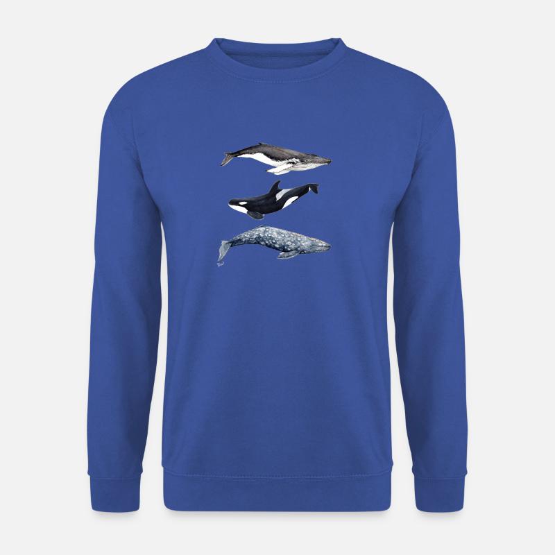 Buckelwal, Schwertwal und Grauwal - Wal - baleine - Unisex Pullover - Royalblau