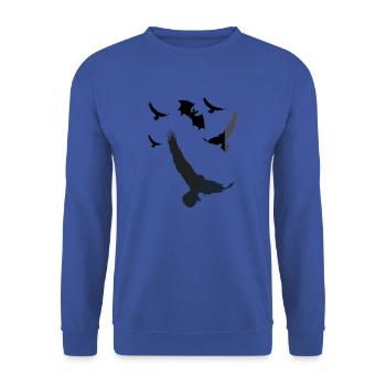 Oiseaux Oiseaux Corbeau Chauve-souris espèce d’oiseau noir - Sweat-shirt Unisexe - bleu royal - Devant - Alina (178cm) & Michal (187cm)