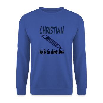 Ich bin Christian ich heiße Christain Geschenkidee - Unisex Pullover - Royalblau - Vorne - Alina (178cm) & Michal (187cm)