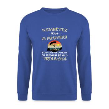 N'embêtez pas un parapentiste t-shirt parapente - Sweat-shirt Unisexe - bleu royal - Devant - Alina (178cm) & Michal (187cm)