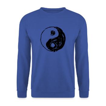 YIN und YANG ausgefranste cooles Aussehen - Unisex Pullover - Royalblau - Vorne - Alina (178cm) & Michal (187cm)