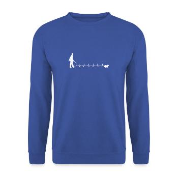 Spaziergang Herzschlag Hund gassi geschenk rasse - Unisex Pullover - Royalblau - Vorne - Alina (178cm) & Michal (187cm)