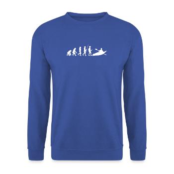 Evolution zum Kayak Fahrer T-Shirt Geschenk - Unisex Pullover - Royalblau - Vorne - Alina (178cm) & Michal (187cm)