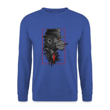Affe Mit Hut Und Kravatte - Unisex Pullover - Royalblau - Vorne - Alina (178cm) & Michal (187cm)