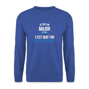Major super pouvoir homme - Sweat-shirt Unisexe - bleu royal - Devant - Alina (178cm) & Michal (187cm)