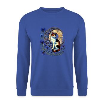 Kattun Katze Mond - Unisex Pullover - Royalblau - Vorne - Alina (178cm) & Michal (187cm)