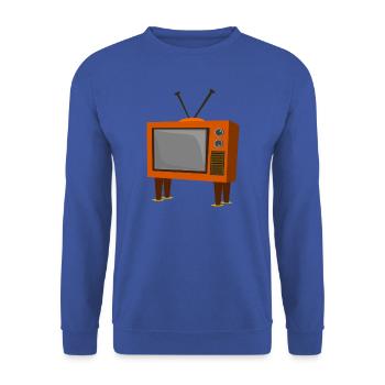 Vintage-Fernseher - Unisex Pullover - Royalblau - Vorne - Alina (178cm) & Michal (187cm)