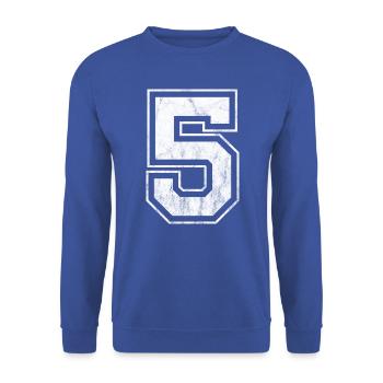 Nummer 5 - Unisex Pullover - Royalblau - Vorne - Alina (178cm) & Michal (187cm)