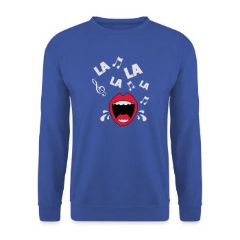 Fröhliches La La La La - Sing - Shirt - Unisex Pullover - Royalblau - Vorne - Alina (178cm) & Michal (187cm)