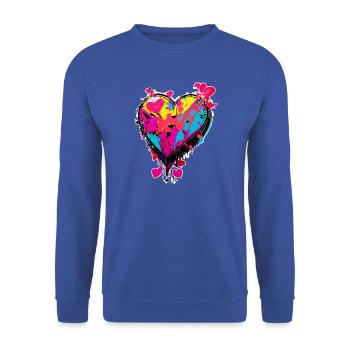 Herz Kunst - Unisex Pullover - Royalblau - Vorne - Alina (178cm) & Michal (187cm)