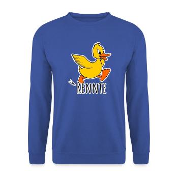 Eine niedliche kleine rennende Ente - eine Rennte! - Unisex Pullover - Royalblau - Vorne - Alina (178cm) & Michal (187cm)