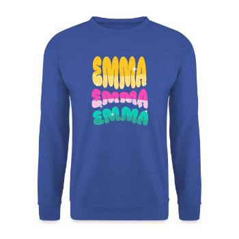 Emma  - Unisex Pullover - Royalblau - Vorne - Alina (178cm) & Michal (187cm)