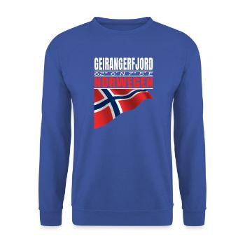 Geirangerfjord - Unisex Pullover - Royalblau - Vorne - Alina (178cm) & Michal (187cm)