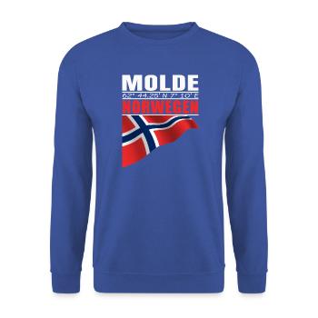 Molde - Unisex Pullover - Royalblau - Vorne - Alina (178cm) & Michal (187cm)