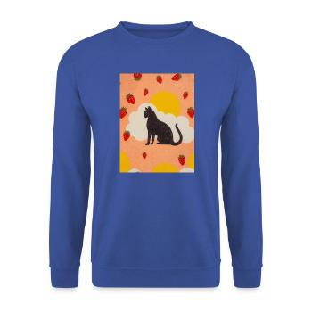 Silhouette einer Wolkenkatze in der Erdbeersonne - Unisex Pullover - Royalblau - Vorne - Alina (178cm) & Michal (187cm)