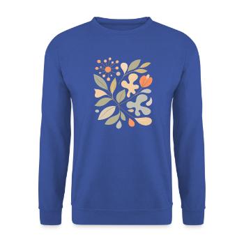 Abstraktes Blumen Muster Illustration - Unisex Pullover - Royalblau - Vorne - Alina (178cm) & Michal (187cm)