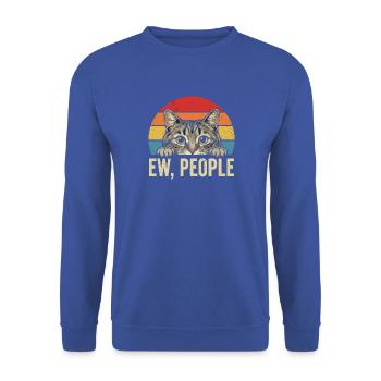 Katzenblick im Retro Regenbogen Ew People - Unisex Pullover - Royalblau - Vorne - Alina (178cm) & Michal (187cm)