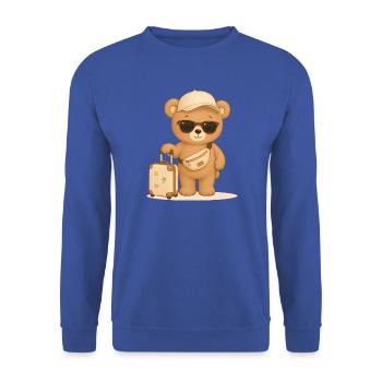 Bär auf Reisen Urlaub Abenteuer Tiermotiv - Unisex Pullover - Royalblau - Vorne - Alina (178cm) & Michal (187cm)