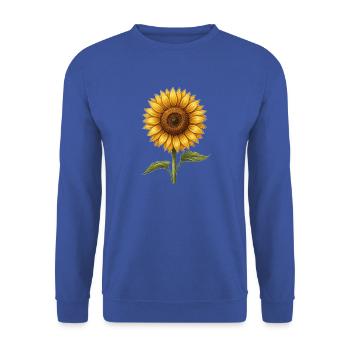 Sonnenblume Sonnenblumen Motiv Sommer Garten Blume - Unisex Pullover - Royalblau - Vorne - Alina (178cm) & Michal (187cm)
