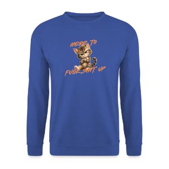 Kätzchen mit frechem Spruch - Unisex Pullover - Royalblau - Vorne - Alina (178cm) & Michal (187cm)
