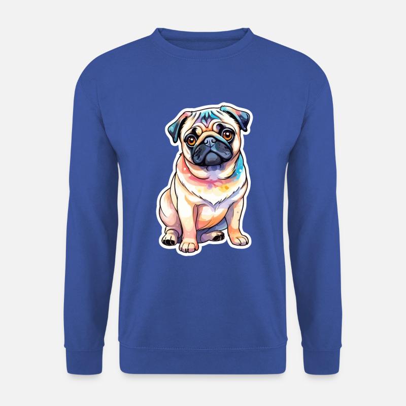 Mops Wasserfarben - Unisex Pullover - Royalblau
