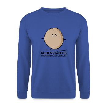 Lustige Kartoffel-bodenständig. - Unisex Pullover - Royalblau - Vorne - Alina (178cm) & Michal (187cm)
