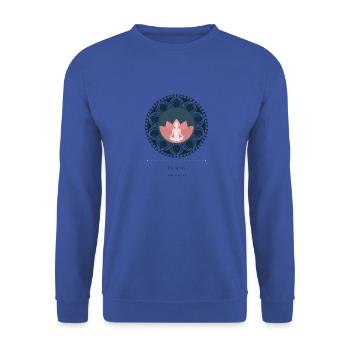 Balance in the Mandala: Lotus Flower & Yoga Symbol - Unisex Sweatshirt - royal blue - Front - Alina (178cm) & Michal (187cm)