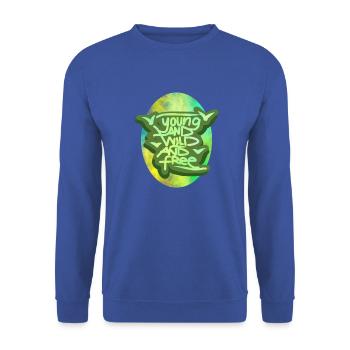 Young and Wild and Free - Handstyle - Unisex Pullover - Royalblau - Vorne - Alina (178cm) & Michal (187cm)