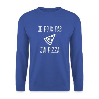 Pas dispo, j'ai pizza! 🍕 - Sweat-shirt Unisexe - bleu royal - Devant - Alina (178cm) & Michal (187cm)