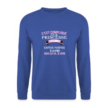 Sapeur pompier - Sweat-shirt Unisexe - bleu royal - Devant - Alina (178cm) & Michal (187cm)