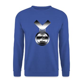Silber 2. Auszeichnung für jede Leistung - Unisex Pullover - Royalblau - Vorne - Alina (178cm) & Michal (187cm)