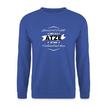 ATZE - Unisex Pullover - Royalblau - Vorne - Alina (178cm) & Michal (187cm)